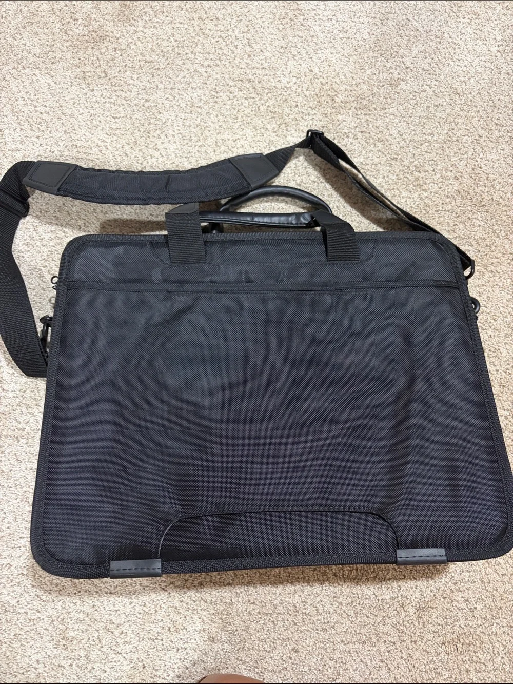 Think! Black Nylon Laptop Briefcase with Shoulder Strap